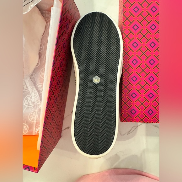 Tory Burch T Monogram slip on sneakers chenille calf leather 9 - Picture 6 of 9